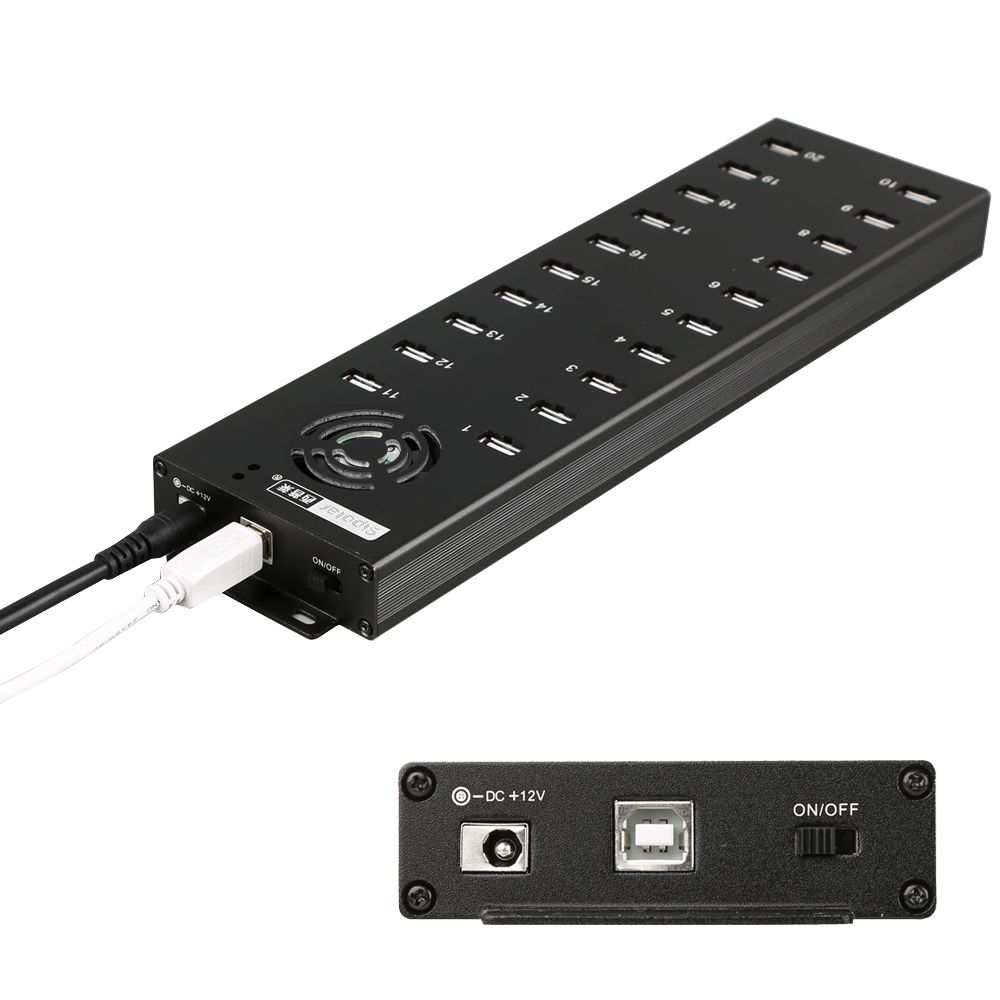 Usb Hub - Sipolar A-805P 20ポートUSB 2.0ハブ、携帯電話/タブレット用充電ポート搭載、LED付きデスクトップ充電ステーション