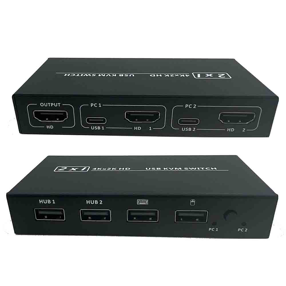 Hdmi Cable - USB HDMI互換のKvmスイッチボックス,2 in 1出力,2個の共有,キーボード,マウス,プリンター,ビデオディスプレイ,swッチスプリッター