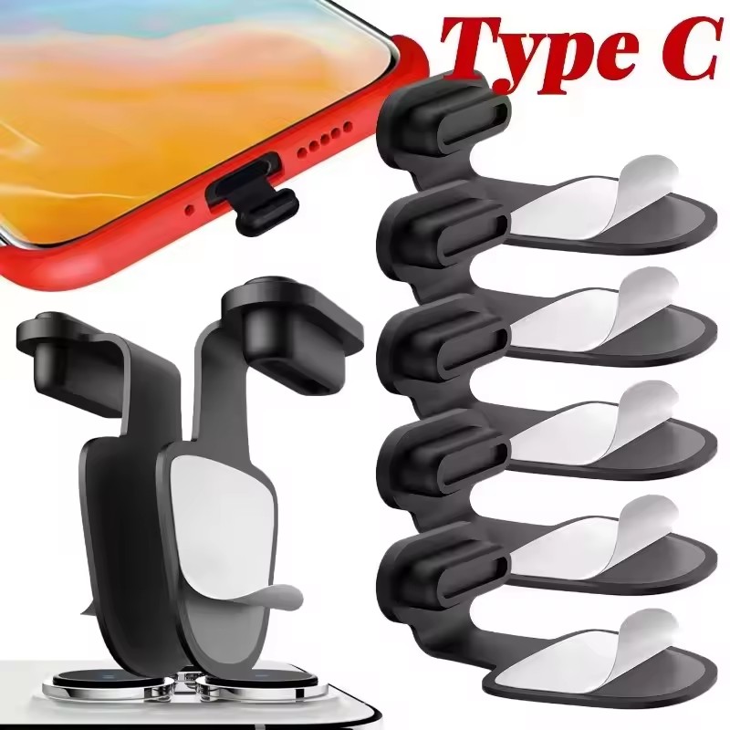 Usb Hub - iPhone、Samsung、USB Type-Cポート用の充電ポート防塵プラグ。1個、4個、6個入り。シリコン製で、埃やゴミの侵入を防ぎ、紛失防止にも役立ちます。