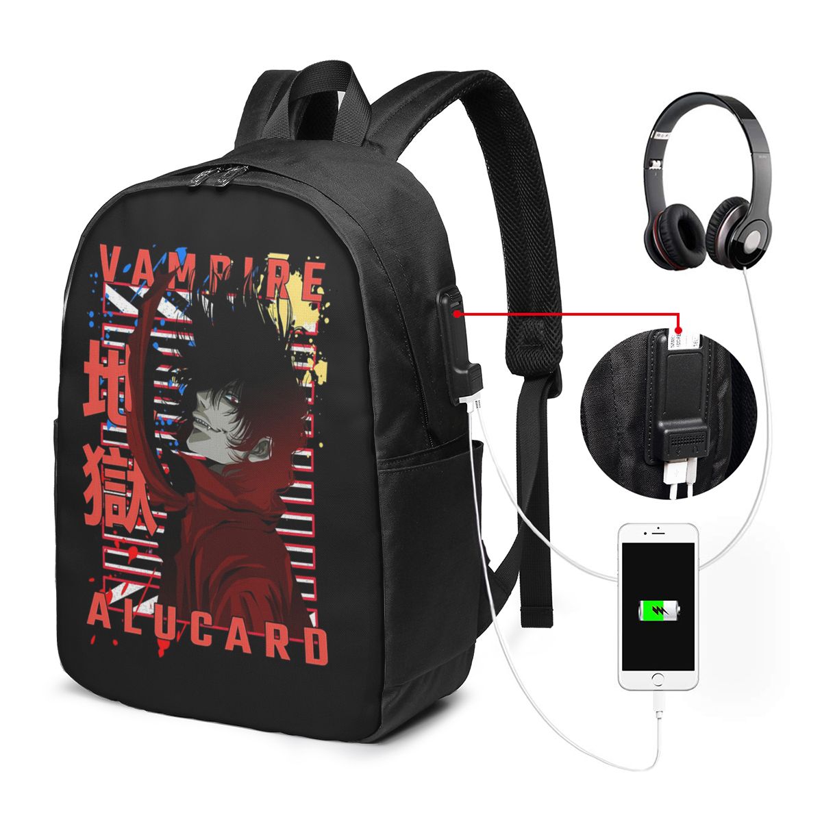 Laptop Bag - アルカード・ヘルシング漫画バックパック旅行ノートブックバッグコンピュータ大学生スクールバッグラップトップショルダーバッグ男性用女性用