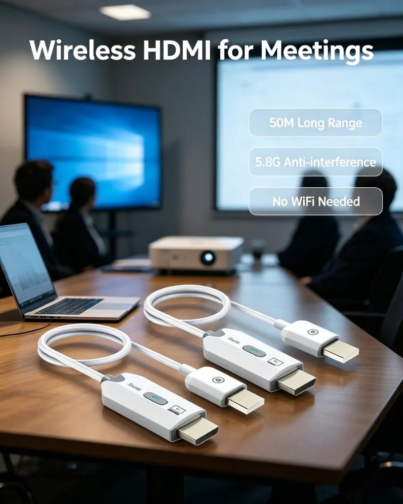 Hdmi Cable - ポイントツーポイント4Kデコード対応HDMI互換ワイヤレスエクステンダー50M送受信機、安定した信号、干渉なし、会議用