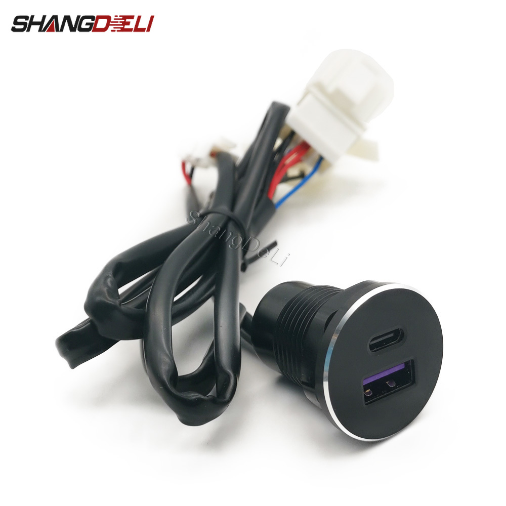 Usb C Hub - 1PC車載デュアルUSBコンセント充電器ソケットシガーライターPD Type C QC3.0 USBポート Sagitar