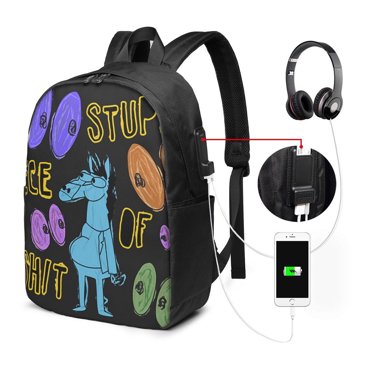 Laptop Bag - 漫画ボージャック・ホースマン愚かなクソみたいなものバックパック旅行ノートブックバッグコンピュータ大学生スクールバッグラップトップ