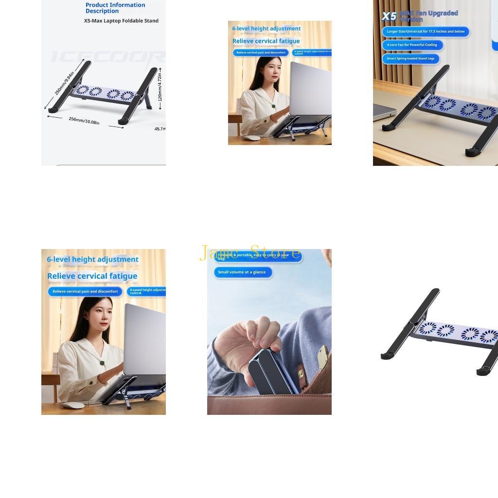 LX0B 静音アルミニウムラップトップクーラー折りたたみデザ - Laptop Cooling Pad のレビューと価格