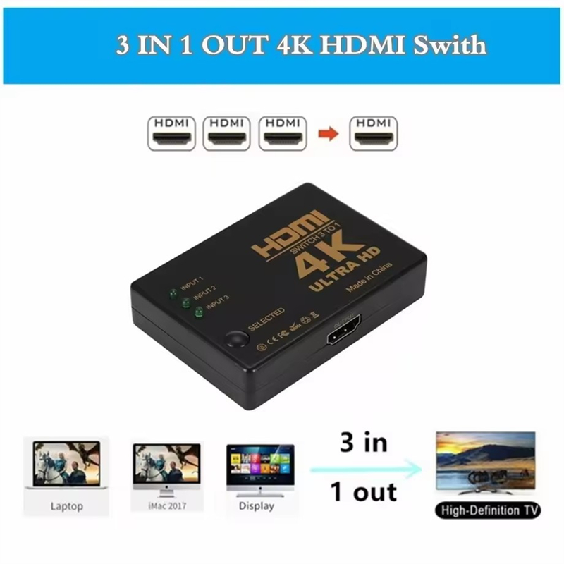 3入力1出力 HDMI対応スイッチ HD 4Kビデオスプリッ - Hdmi Cable のレビューと価格