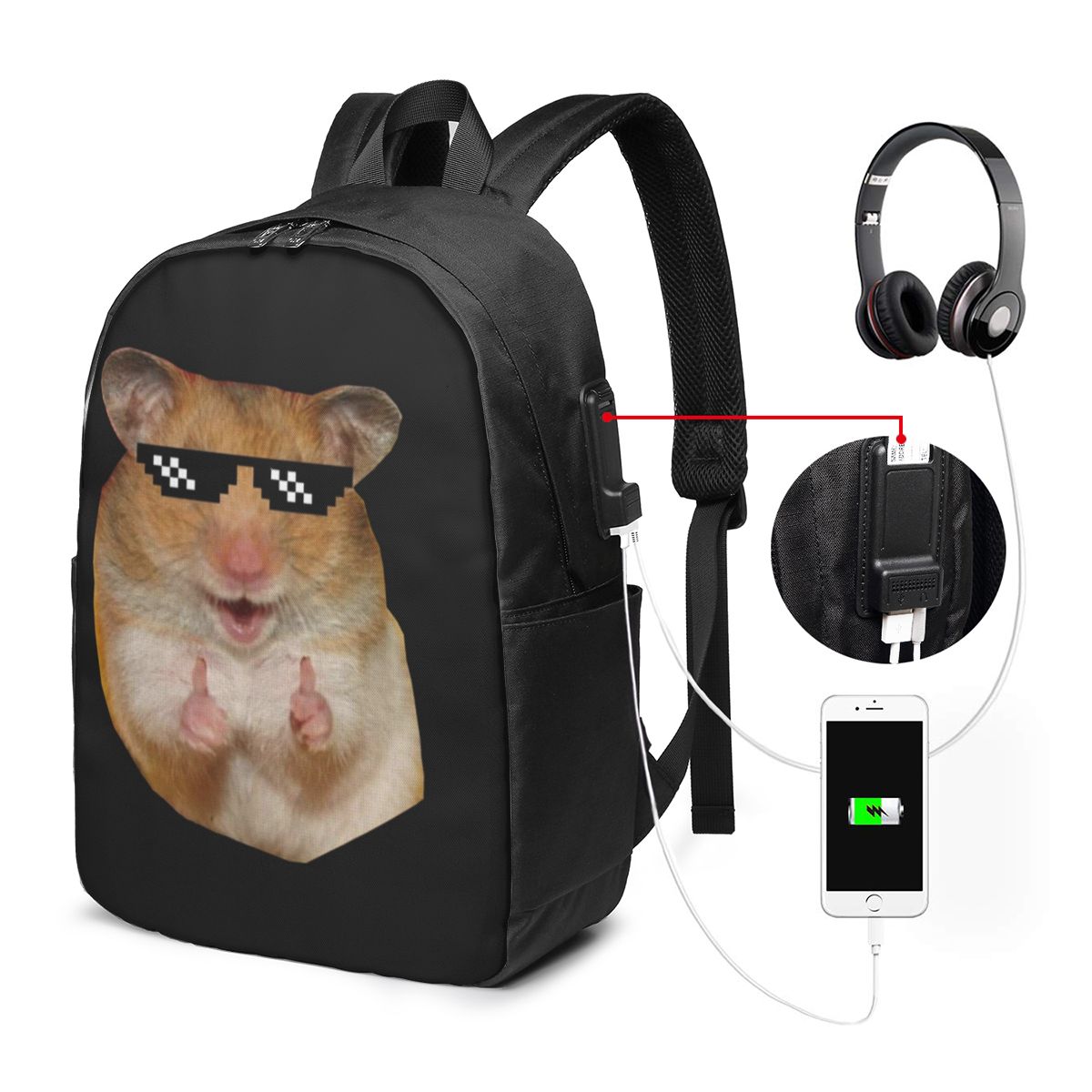面白いハムスターバックパック旅行ノートブックバッグコンピュー - Laptop Bag のレビューと価格