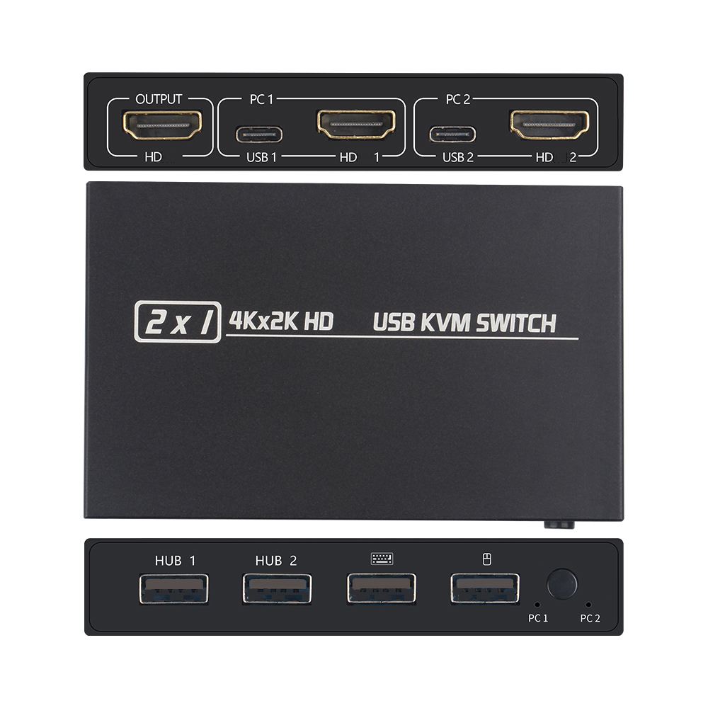 USB HDMI互換のKvmスイッチボックス,2 in 1出 - Hdmi Cable のレビューと価格
