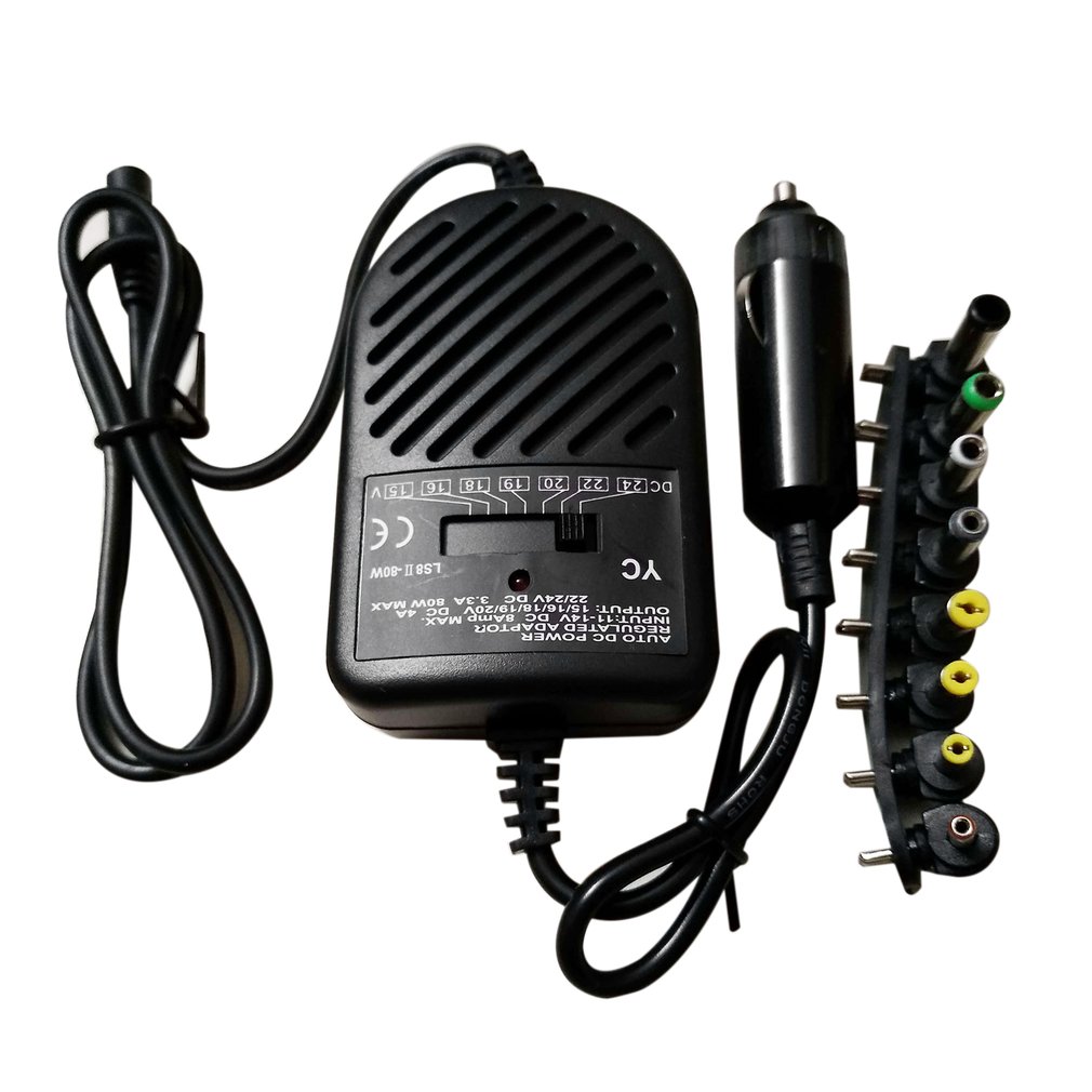 汎用80Wポータブル充電器、LED搭載、自動車用アダプター、 - Laptop Charger のレビューと価格