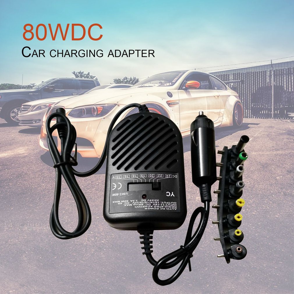 汎用80Wポータブル充電器、LED搭載、自動車用アダプター、 - Laptop Charger のレビューと価格