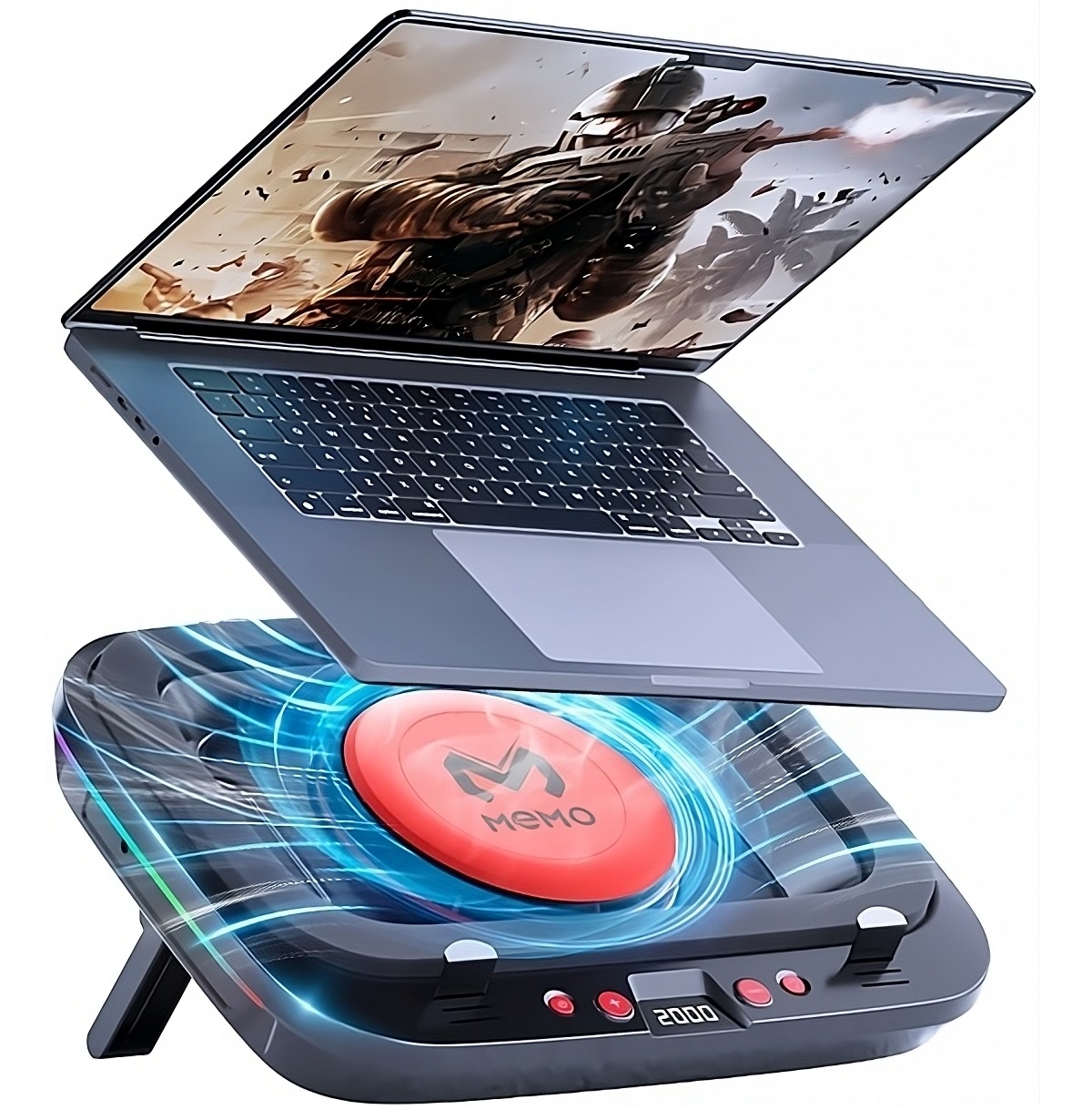 メモリ搭載ノートパソコンクーラー、LEDディスプレイ付き、3 - Laptop Cooling Pad のレビューと価格