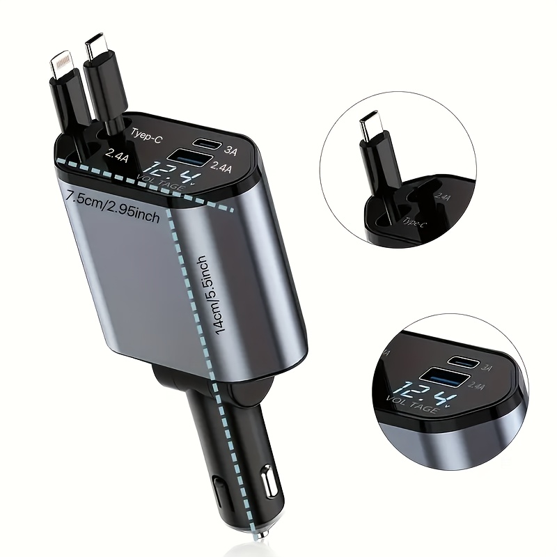 4 in 1高速車載電話充電器、180 °     自由な方 - Usb C Hub のレビューと価格