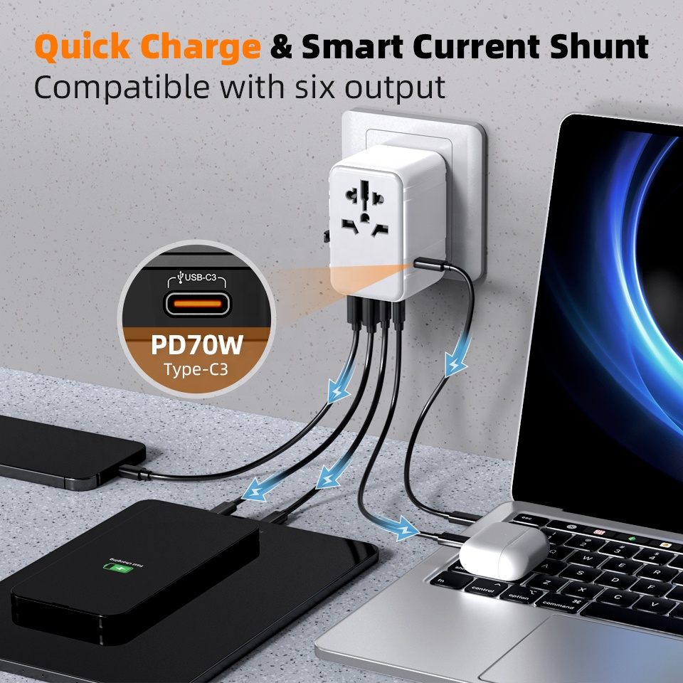 ユニバーサルワールドワイドウォールソケット電源アダプターUS - Laptop Charger のレビューと価格