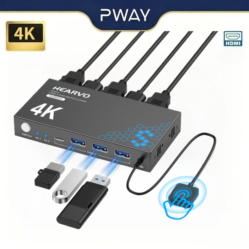 4K 60Hz USB 3.0 HDMI KVMスイッチ 1 - Laptop Mouse のレビューと価格